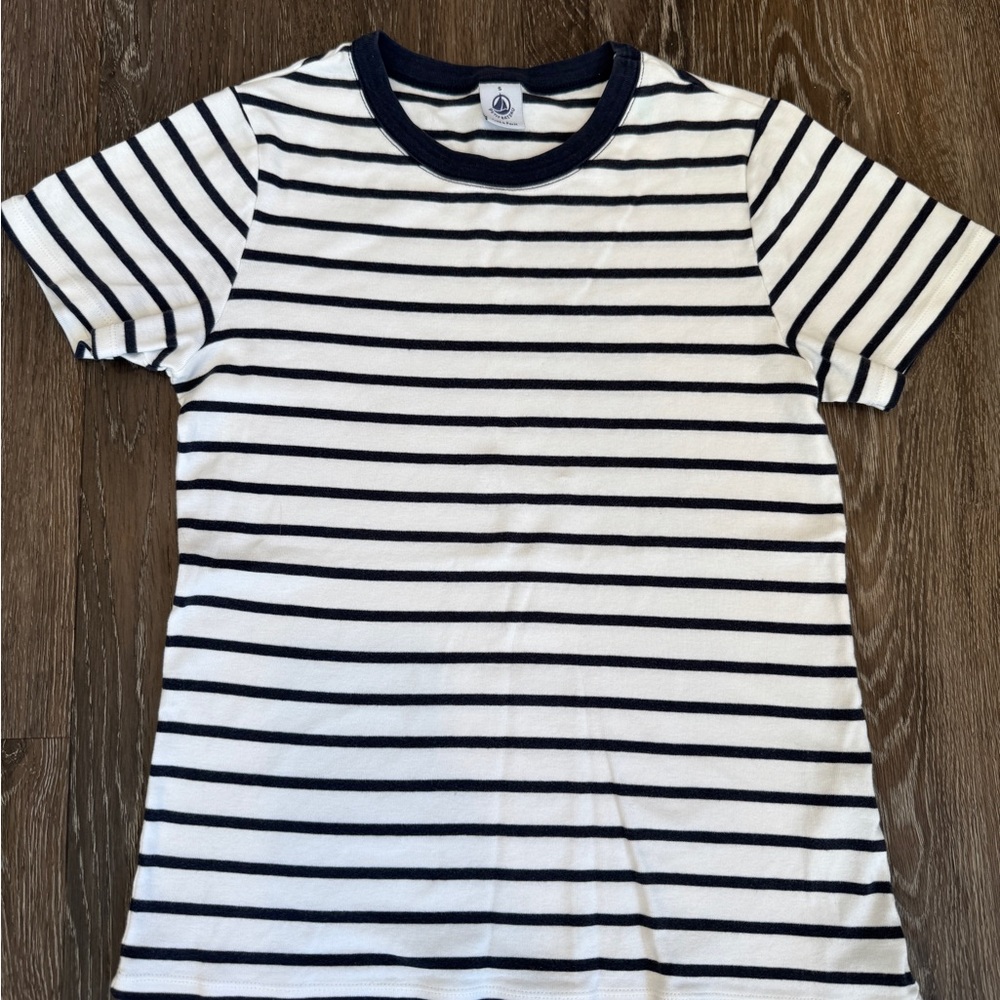 Navy and White Striped Women's Tee